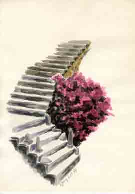 Treppe mit Oleander